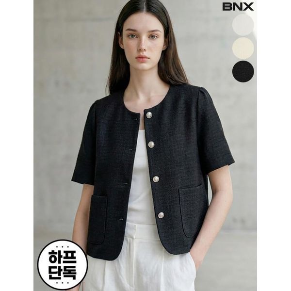 [하프클럽]라운드넥 포켓 여름 반팔 자켓
