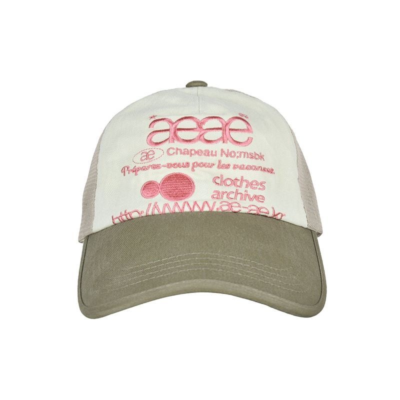 에이이에이이 AEAE WEB LOGO MESH CAP [OLIVEBEIGE]