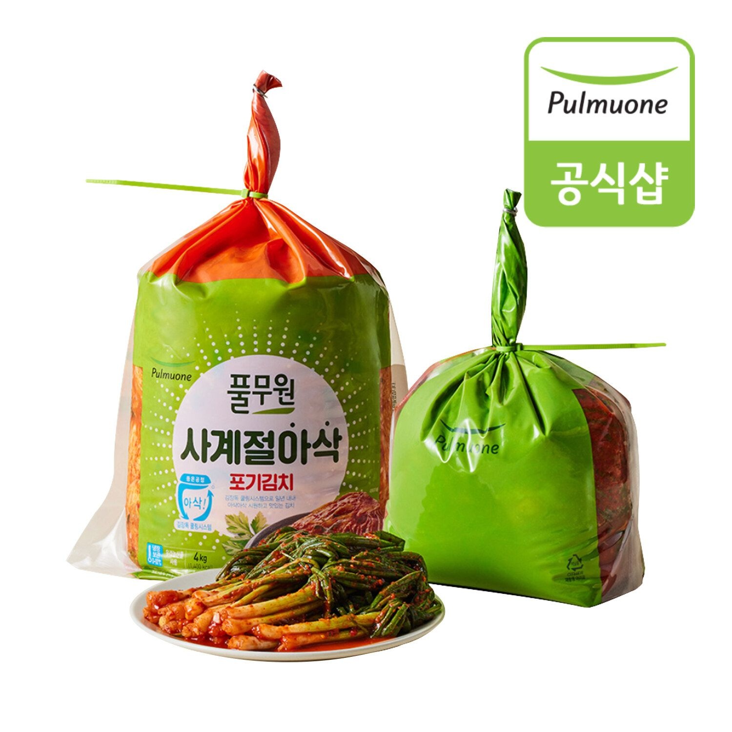 [TV상품][생산직송] 풀무원 사계절아삭 포기김치(4kg)+파김치(2kg