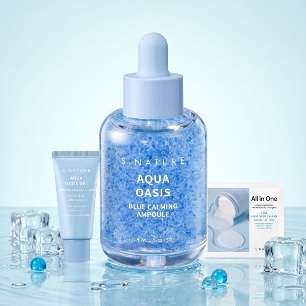 에스네이처 아쿠아 시스 블루 카밍 앰플 50g (수분젤크림 30ml, 카밍패드 2매 )