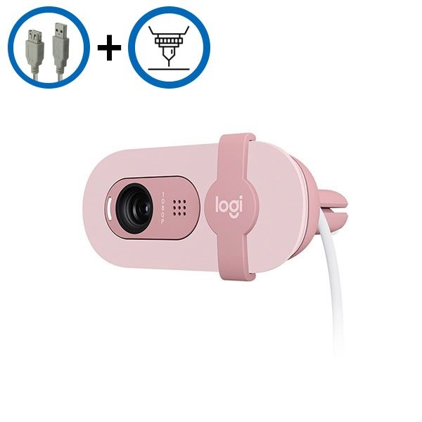 연장케이블+각인서비스 로지텍 Brio100 FHD 브리오 100 로즈 화상카메라 웹캠 캠 컴퓨터 PC 줌
