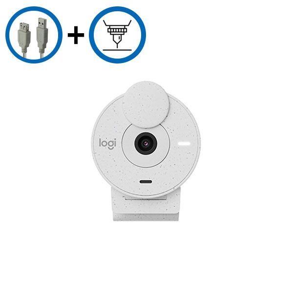 연장케이블+각인서비스 로지텍 Brio300 FHD 브리오 300 화이트 화상카메라 웹캠 캠 컴퓨터 PC 줌