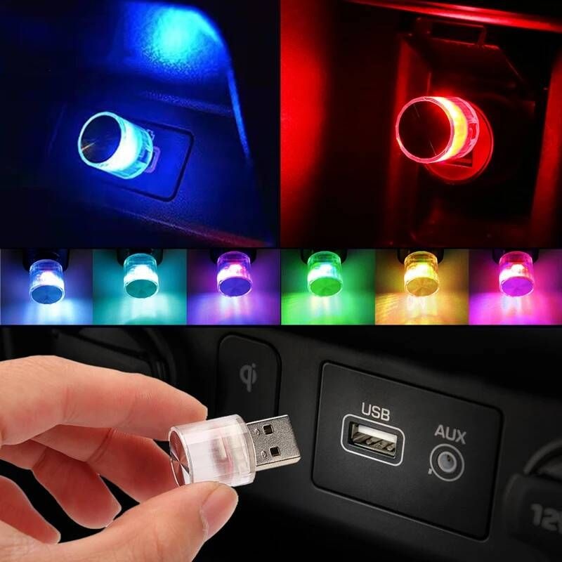[해외] 자동차 실내 엠비언트 라이트 풋등 무드등 LED 미니 USB 분위기 조명 장식 램프 파티 주변 모델링 휴대용 플러그 플
