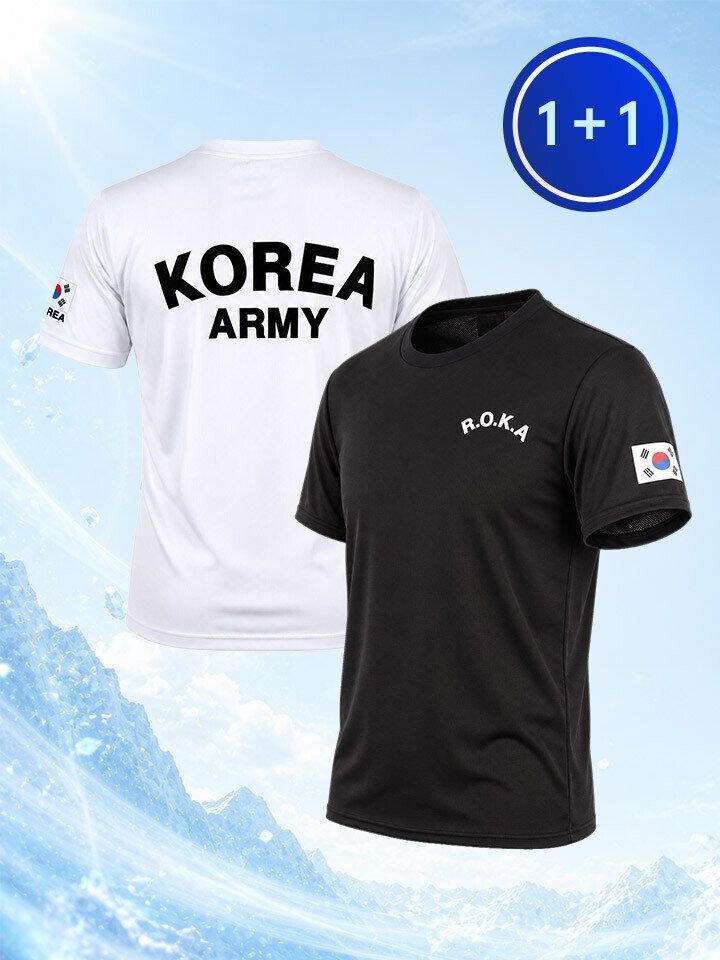 [패션플러스][밀리랩][1+1] 남녀공용 로카티 ROKA 반팔 KOREAARMY 군인 군대 반티 PX 티셔츠
