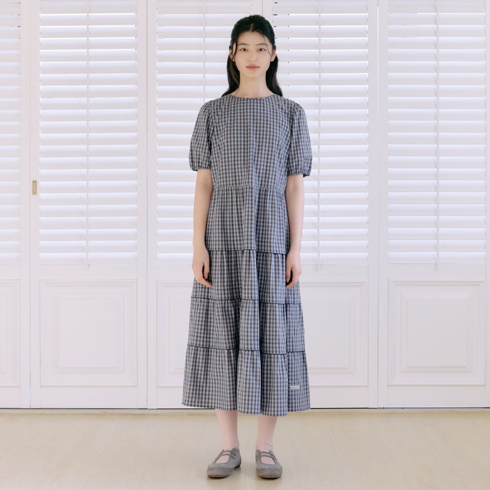 핀코드 디테일 체크원피스(T264MOP286W)