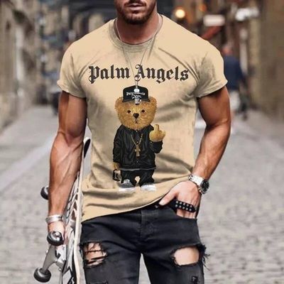 男 Tシャツ 男性マスレット Tシャツティー夏 シャツ 面白いとかわいい3Dクマカジュアルスポーツウェア屋外緩い 衣料品 ス