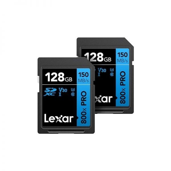 Lexar [해외] Lexar 렉사 128GB 2개입 고성능 800x PRO SD 카드 UHS I C10 U3 V30 4K 지원 최대 150MB s 읽기 속도 SDXC 메모리 컴팩트 중급 DSLR
