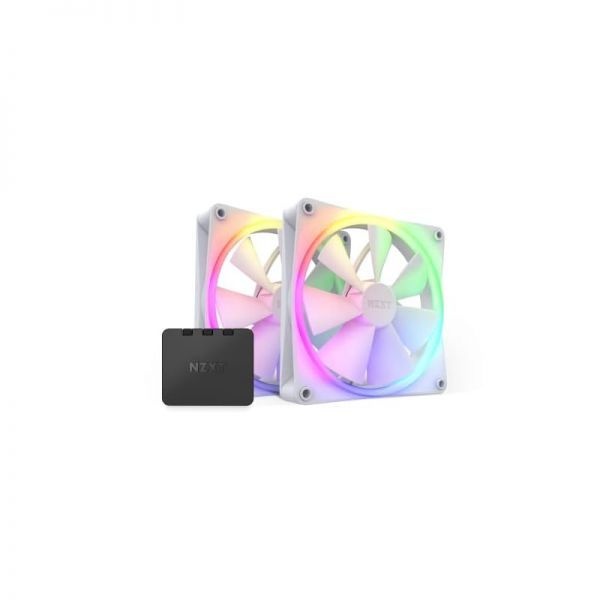 [해외] NZXT F140 RGB 트윈 팩 140mm PWM 팬 2개 허브 화이트 컨트롤러가 포함된 2개. 고급 조명 커스터마이징 초저소음 쿨링 CAM