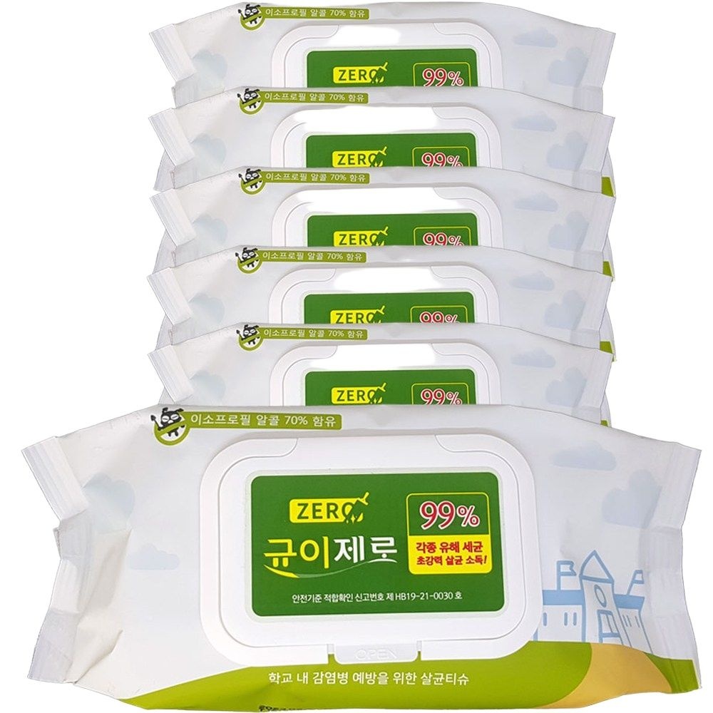 균이제로 살균 소독 티슈 6팩 75매