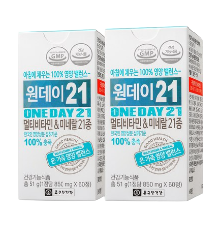 종근당건강 원데이21 멀티비타민 & 미네랄 60정 x 2개