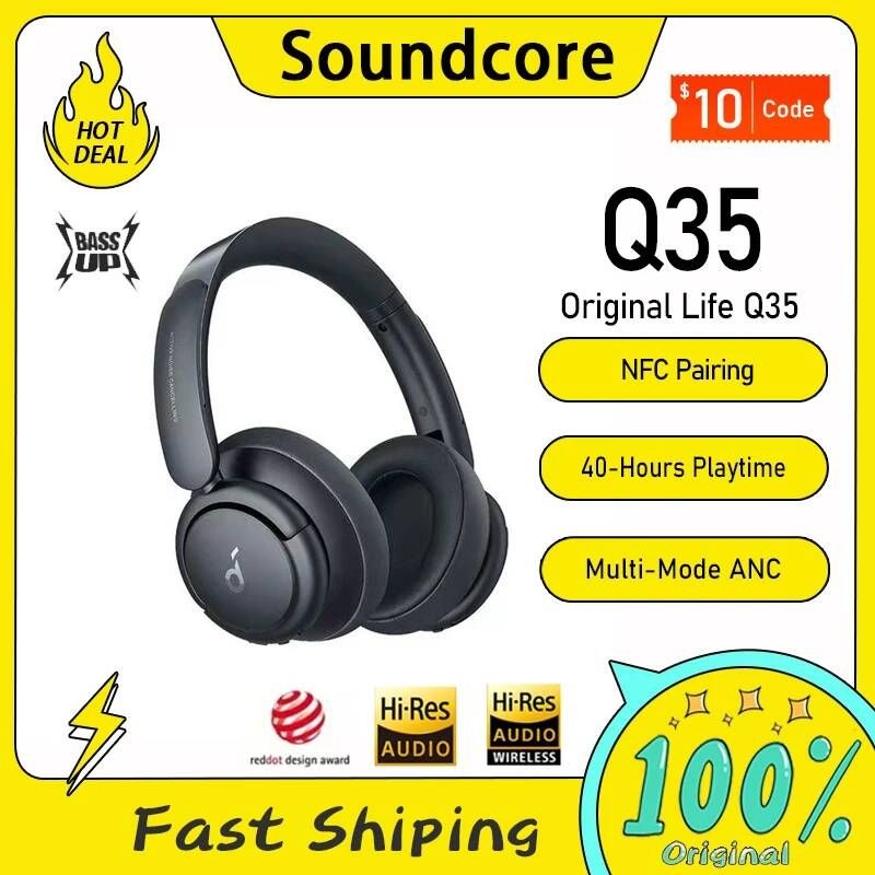 UnKnown [해외] 골전도 블루투스 무선 이어폰 Anker Life Q35 Soundcore 멀티 모드 능동형 소음 차단 헤드폰 고해상도 40 시간 재생 통화