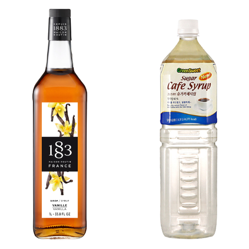 1883 바닐라 시럽 1000ml + 대상 그린스위트 슈가 카페시럽 1.5L 소비기한 2027.07.07