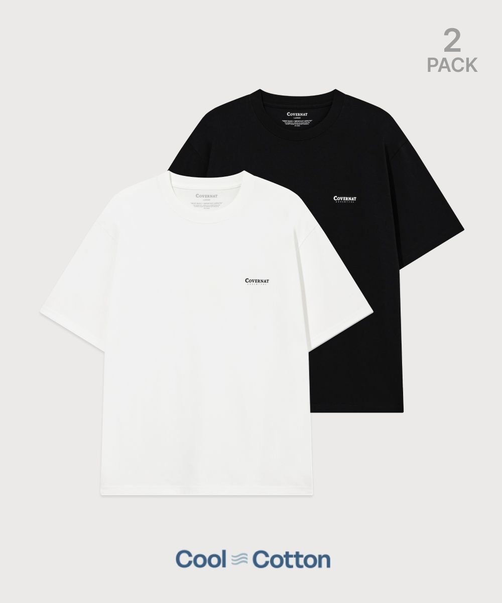 남녀공용 쿨 코튼 2-PACK 티셔츠 화이트+블랙 CO2602STE1BK