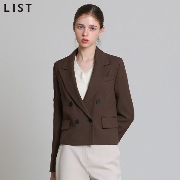 [리스트(LIST)] 포멀 더블 크롭 셋업 재킷 (택가격:278000원)