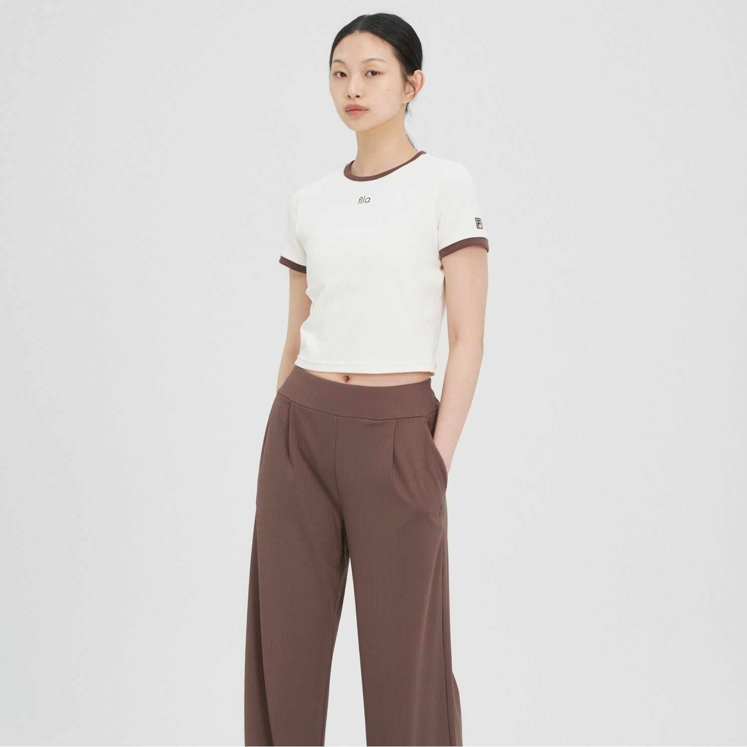 [롯데백화점] 휠라 골지 캡내장 크롭 반팔티 FS2ITH2252F_CRM
