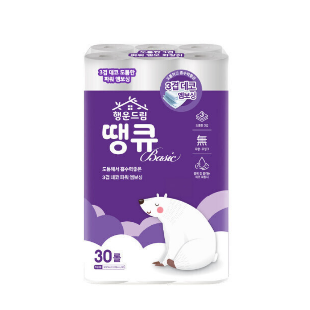 행운드림 땡큐 베이직 화장지 3겹 30롤