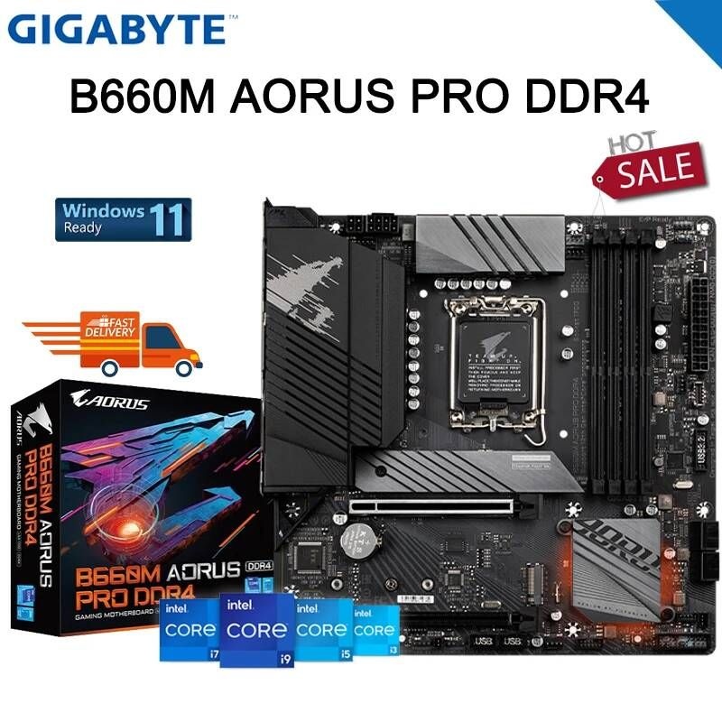 [해외] 마더보드 메인보드 기가 바이트 B660M AORUS PRO DDR4 인텔 B660 PCI-E 4.0 M.2 128G 지원 12 Gen 소켓 LGA 1700 게임 메인 보드