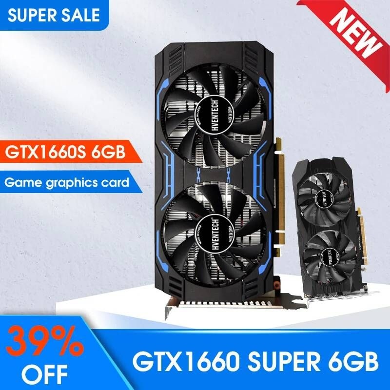 [해외] GeForce GTX 1660 슈퍼 6GB 그래픽 카드 GDDR6 192Bit 브랜드 리본 박스 마이닝 비디오 듀얼 Gtx1660 s 6G 게임용 pc