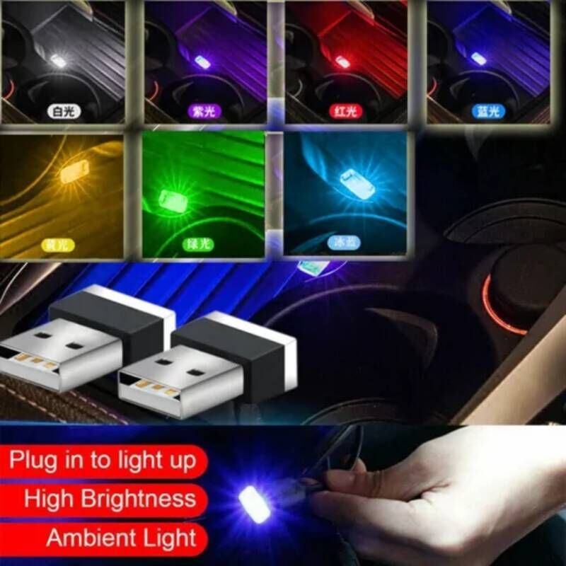 [해외] 자동차 실내 엠비언트 라이트 풋등 무드등 LED 미니 USB 조명 모델링 앰비언트 네온 인테리어 램프 쥬얼리 분위기