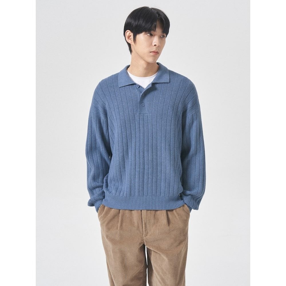 에잇세컨즈 변형골지 루즈핏 칼라 풀오버 스카이블루 424X51LY2Q 4497731