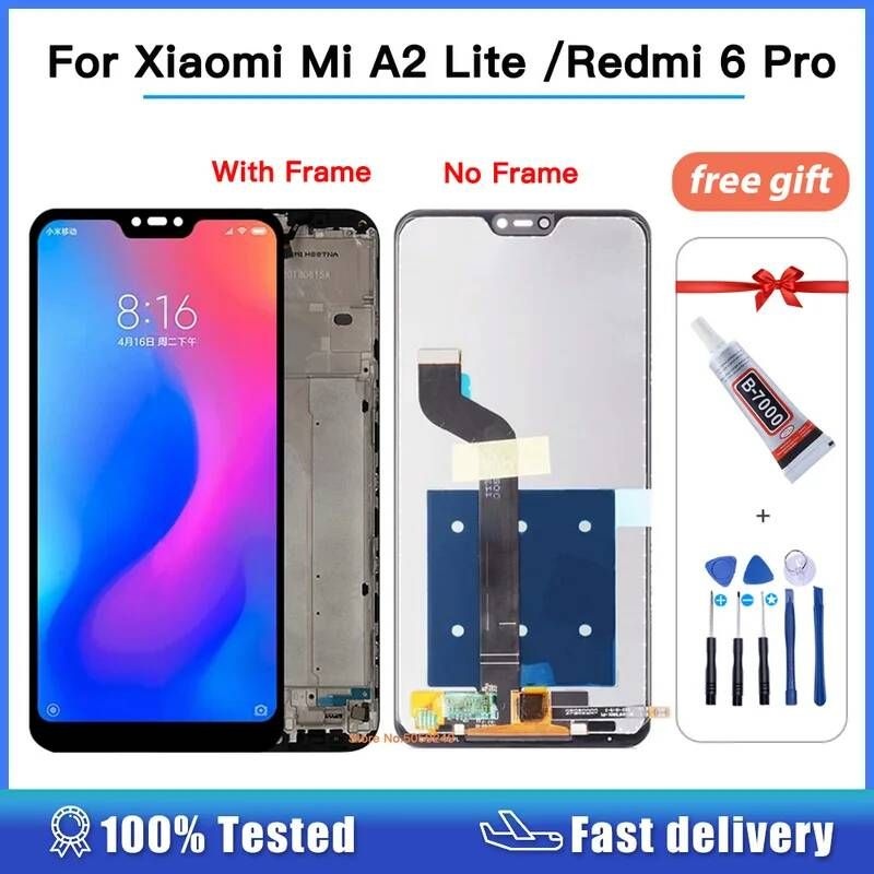 [해외] 샤오미 Mi A2 라이트 LCD M1805D1SG 용 오리지널 디스플레이 터치 스크린 디지타이저 레드미 6 프로 교체 5.84 인치