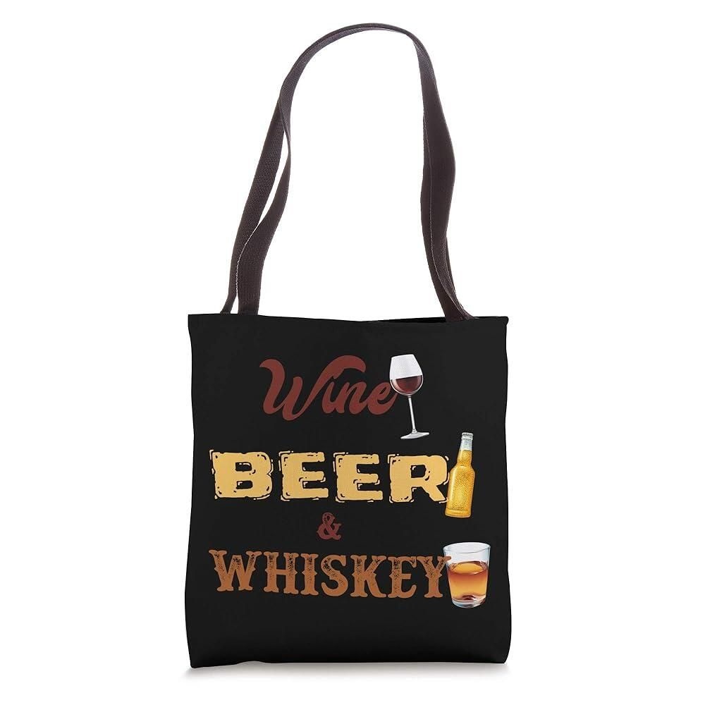 Funny Drinking Gifts Funny Music Lover Gift [해외] 재미있는 와인 맥주 위스키 알코올 드링커 다이킹 토트백 화이트. [호환]