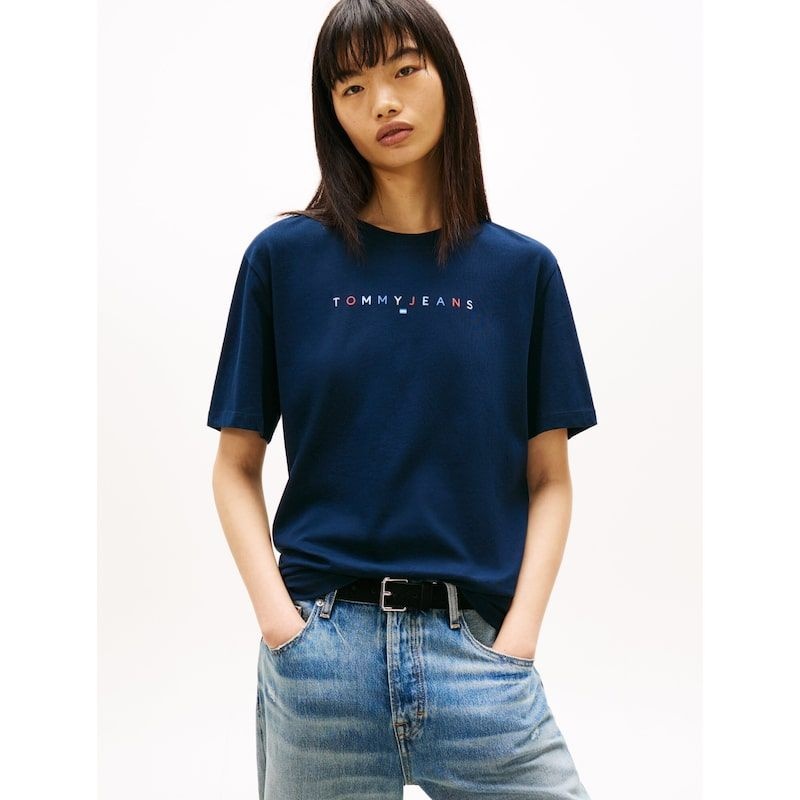 TOMMY JEANS 타미진스 시즌오프 컬러 리니어 로고 티셔츠 T32G1TTO54TWT1C1G 248124