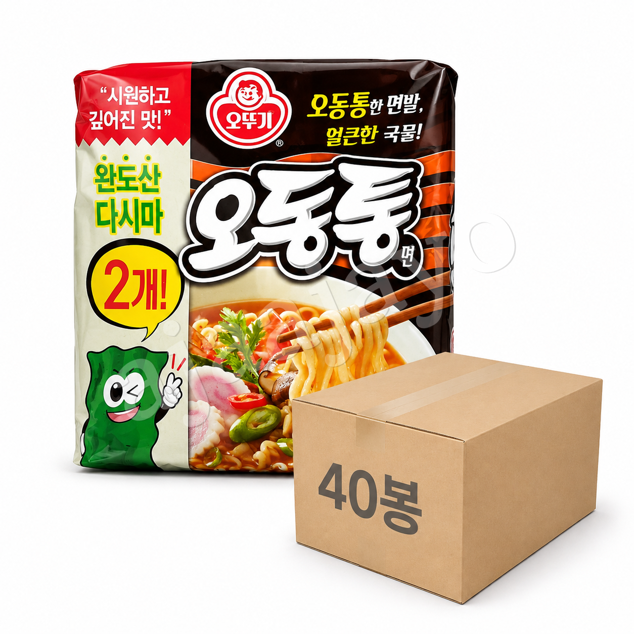오뚜기 오동통면 40봉 넉넉구성 쫄깃하고 얼큰한 봉지라면
