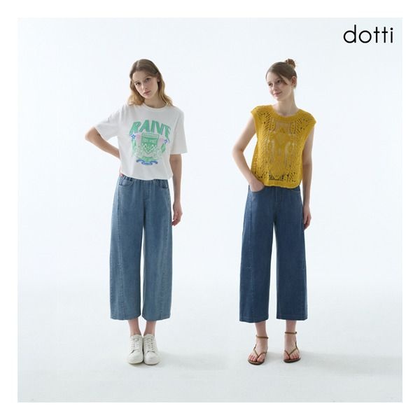 [도티] 26SS 여성 썸머 커브드 워싱 벌룬 8부 데님 팬츠 2종(D6B8W)