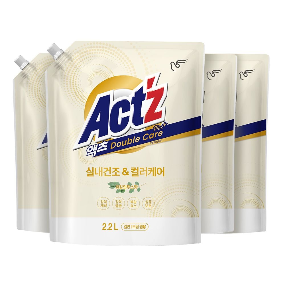 액츠 더블케어 플러스 세탁세제 2.2L X 4개 (더블케어 2.2L X 4개 (겸용))