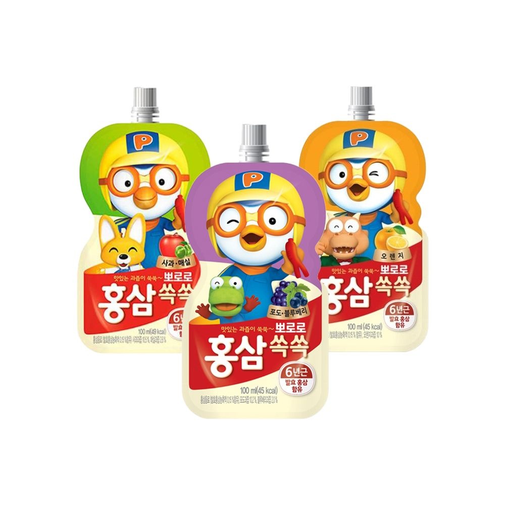 팔도 뽀로로 홍삼쏙쏙 100ml x 10개 어린이음료 주스