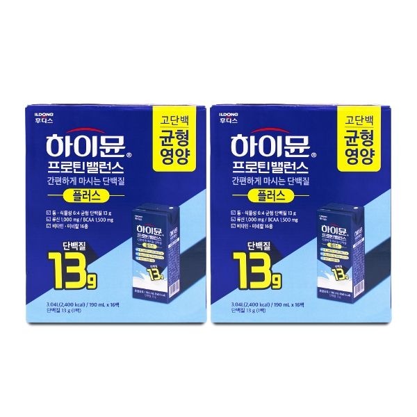 일동후디스 하이뮨 프로틴 밸런스 플러스 190ml x 16팩 X 2박...