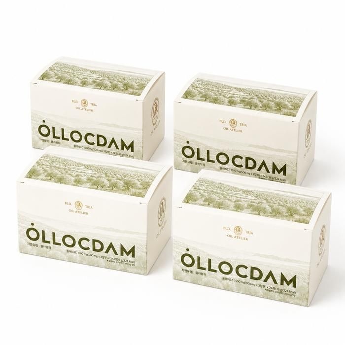 올록담 올리브3 EVOO 올리브오일 캡슐 (500mg x 3캡슐) x 24포 x 4박스 FWS