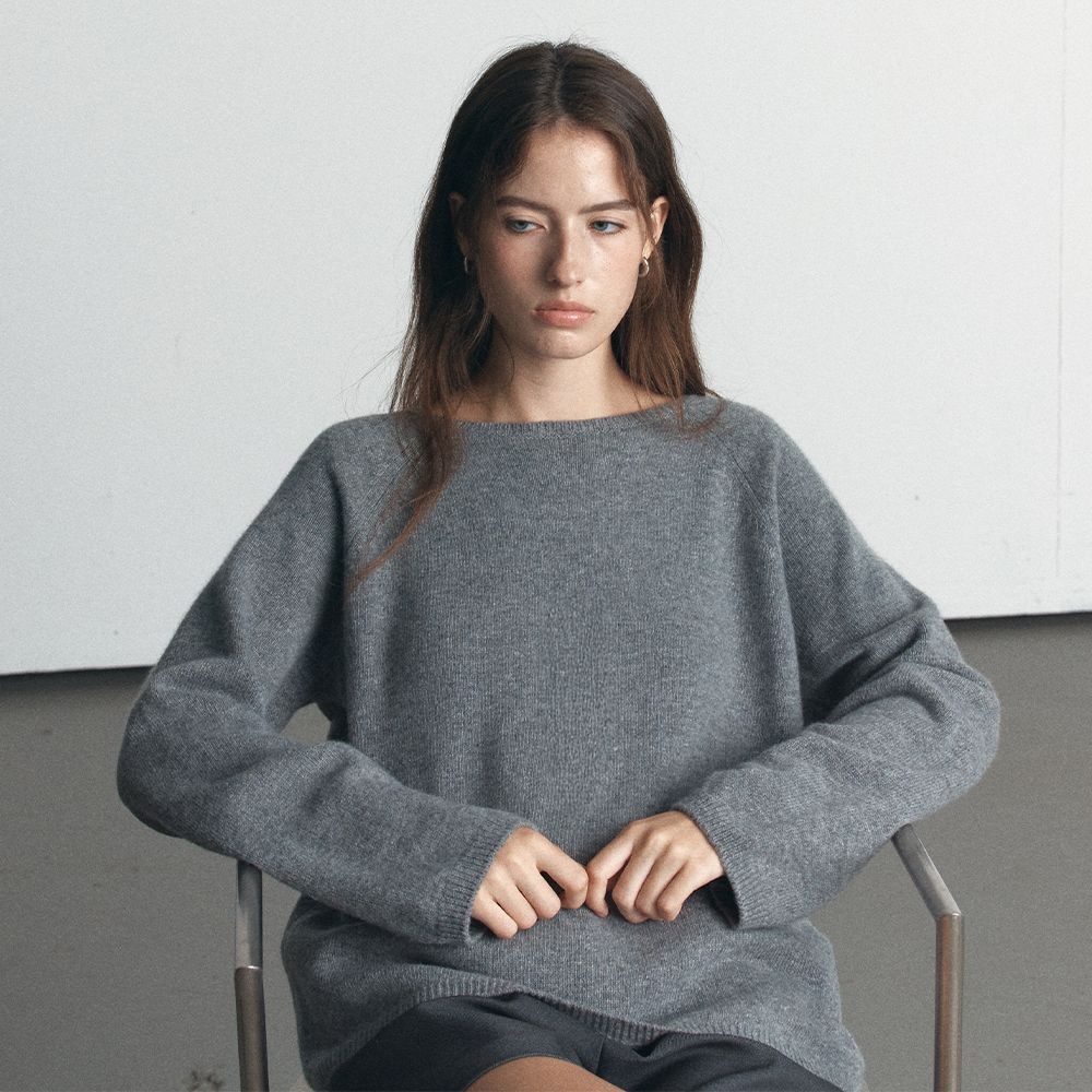 Loose fit merino wool knit [KNFW06KN04]_Dark gray