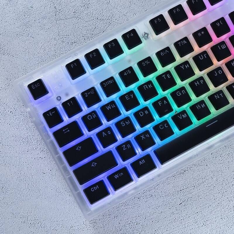 무선 기계식 블루투스 키보드 러시아 키캡 반투명 레이아웃 푸딩 PBT 게임 DIY 108 키 (EN Black 117key)