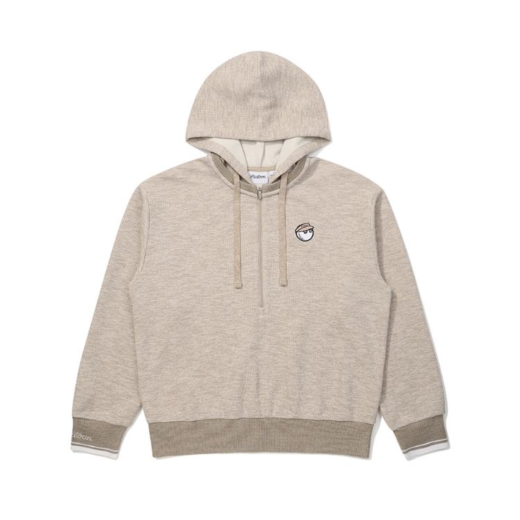 말본골프 여성 니트라이크 하프집업 후드 맨투맨 BEIGE (WOMAN) M6122PFS11BEI