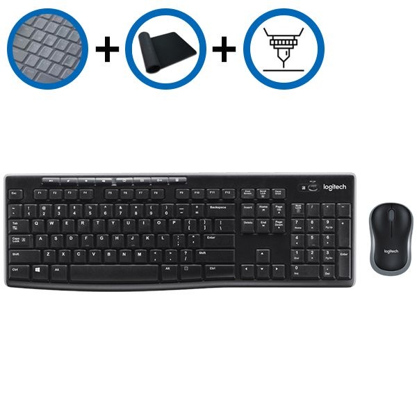 키스킨+장패드+각인서비스 로지텍 MK270R 무선 키보드 마우스 세트