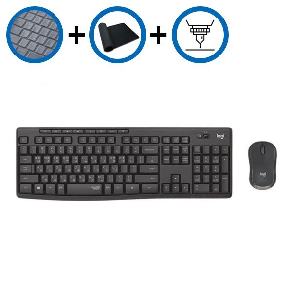 키스킨+장패드+각인서비스 로지텍 MK295 무소음 무선 키보드 마우스 세트 그래파이트