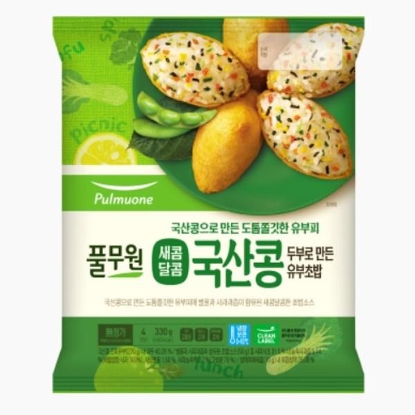 풀무원 풀무원 새콤달콤 국산콩 두부로 만든 유부초밥 4인분 자취 여행 어린이집 학교 330g