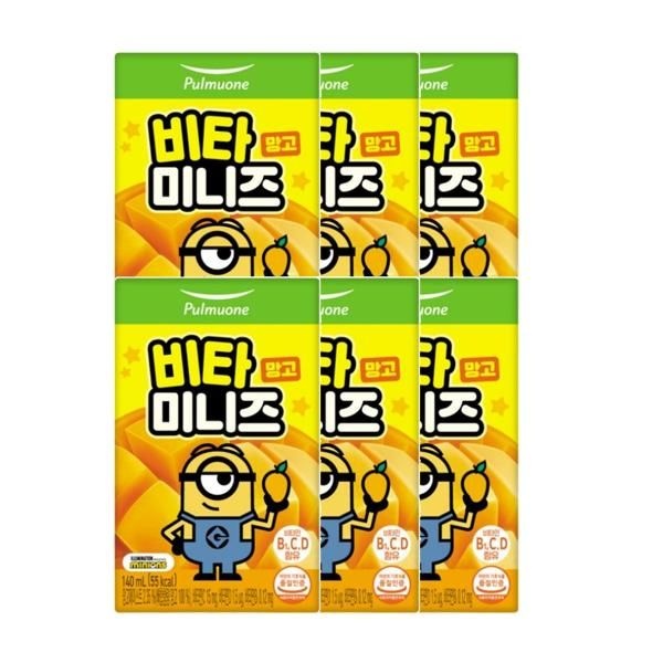풀무원 풀무원 비타미니즈 망고 어린이집 유치원 학교 140ml 6개