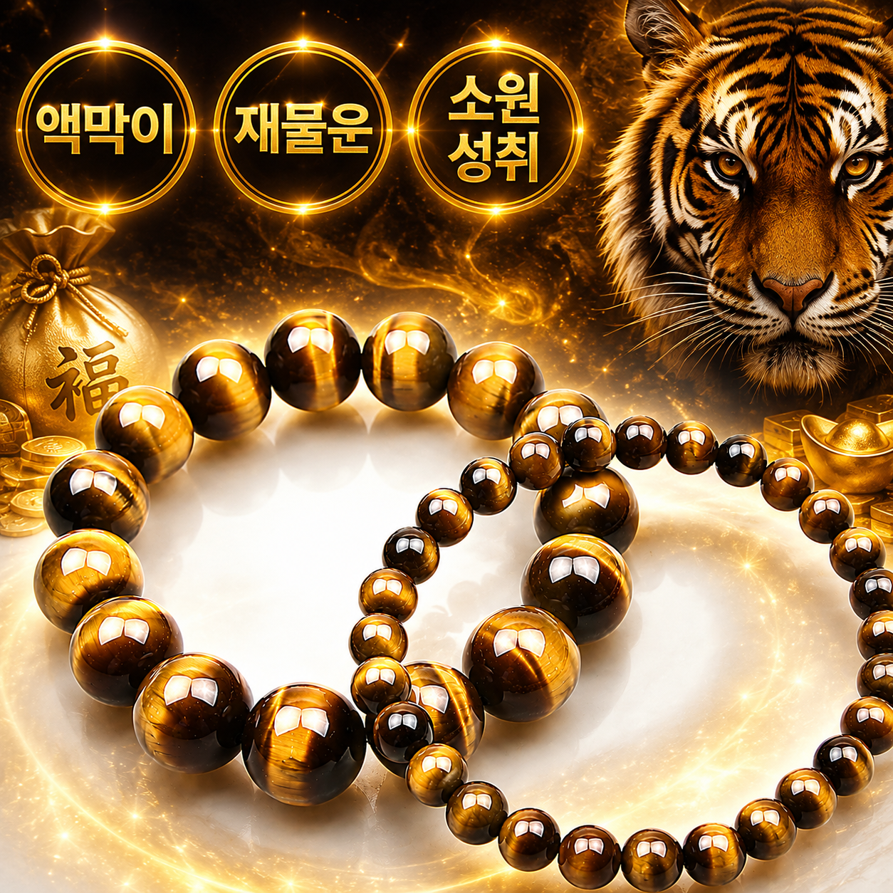 천연 5A등급 황호안석 재물운 액막이 소원 팔찌
