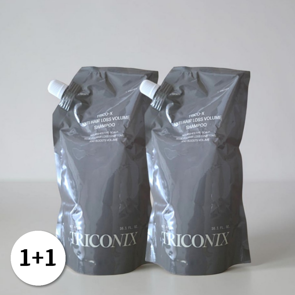 [1+1] 트리코닉스 트리코엑스 볼륨샴푸 파우치 리필팩 475ml 2개
