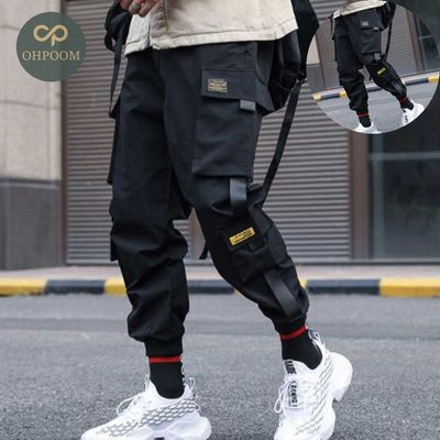 [ユダム]男冬黒カーゴ ジョガー パンツ・ズボン ブラックジョガーパンツ・ズボンコーディネート男性カジュアルパンツ・ズボン 男パンツ・ズボンショッピングモールジョガー メンズカーゴパンツ・ズボン鼻