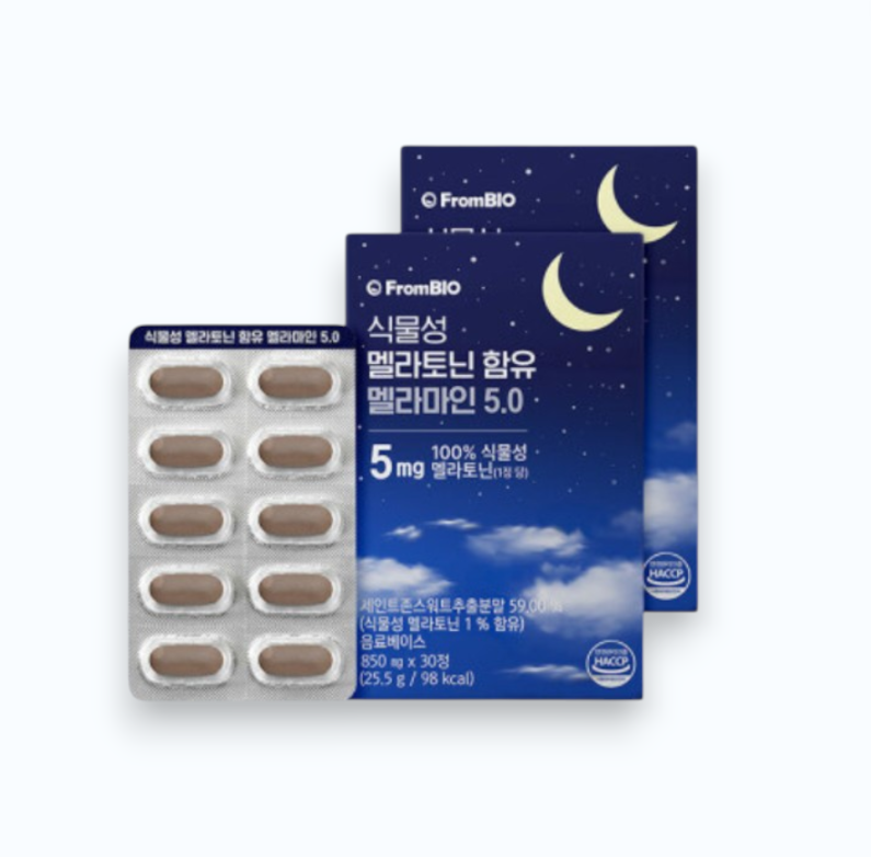 프롬바이오 식물성 멜라토닌 함유 멜라마인 5mg 30정x2박스