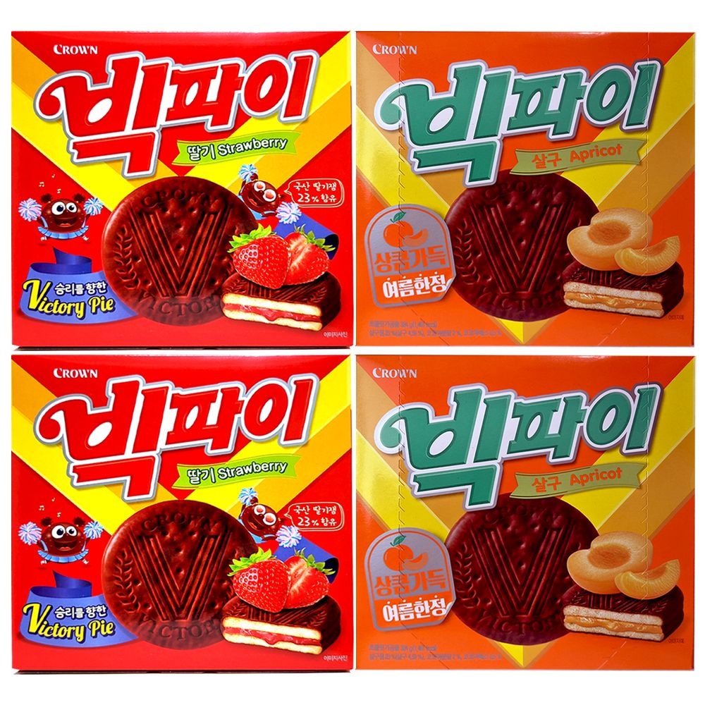 크라운 빅파이 2종 324g X 4개 (딸기,살구맛) 학교간식