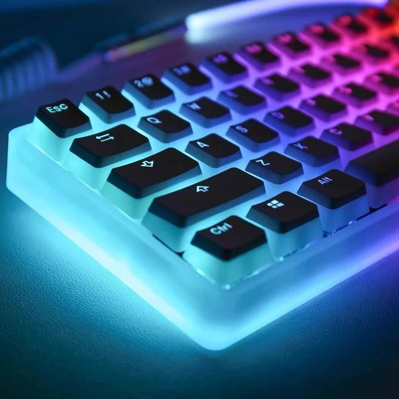 무선 기계식 블루투스 키보드 키보드용 게임 반투명 OEM 키캡 DIY 핑크 더블 샷 PBT 블랙 풀 104/108 키 세트 푸딩 (pudding black 104)