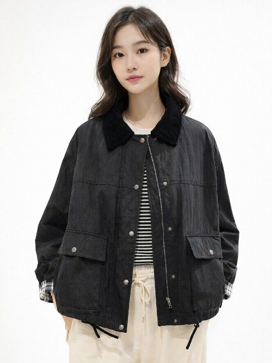 소매 체크 누빔 점퍼 9166113871