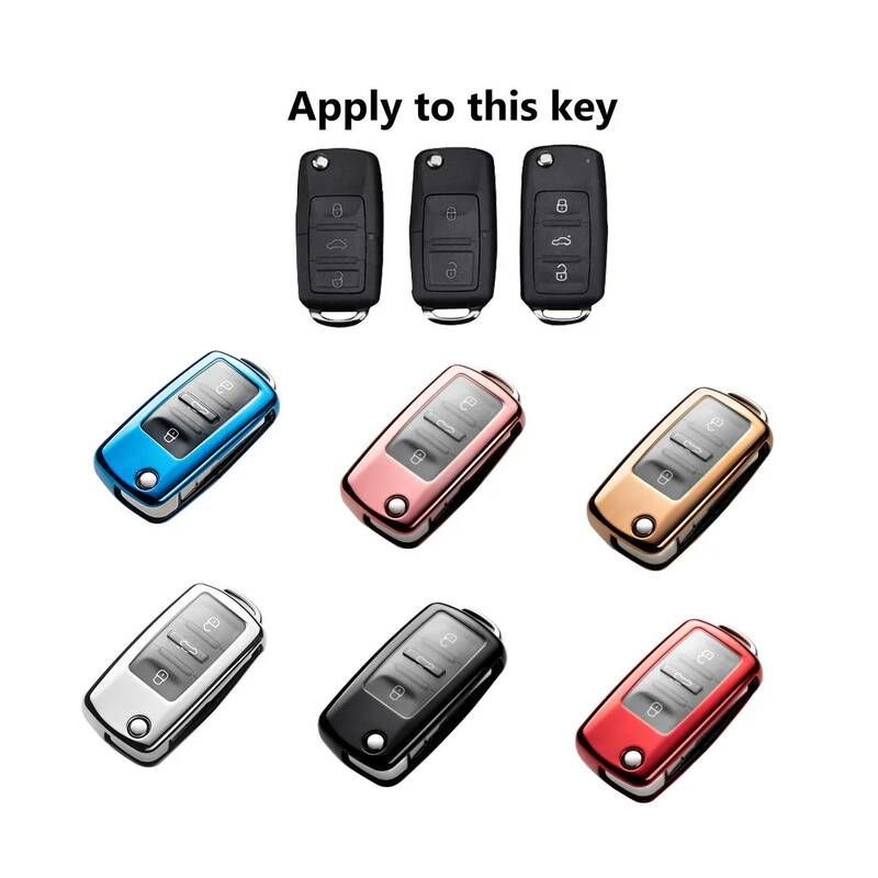 UnKnown [해외] 차키케이스 스마트 TPU 소프트 키 케이스 셸 커버 폭스 바겐 골프 GTi 제타 Passat 샤란 최고의 Citigo Altea 좌석 레온 Sk