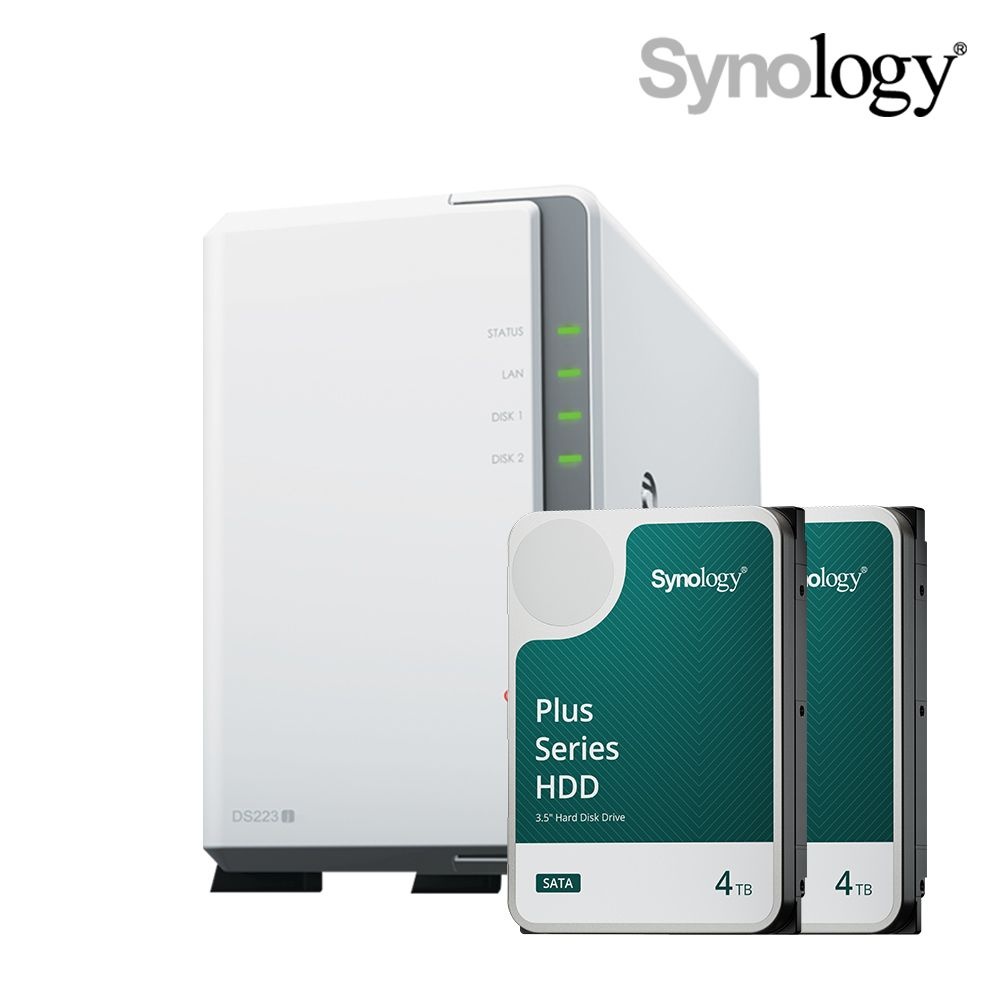 시놀로지 DS223j NAS 2베이 4TB [2TBx2] HDD HAT3300 포함