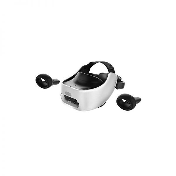 [해외] HTC Vive Pro Focus Plus 6DOF VR 헤드셋 아몬드 화이트 색상 번들에는 컨트롤러 페이스 쿠션 QC 3.0 충전기 USB Type C 케이블